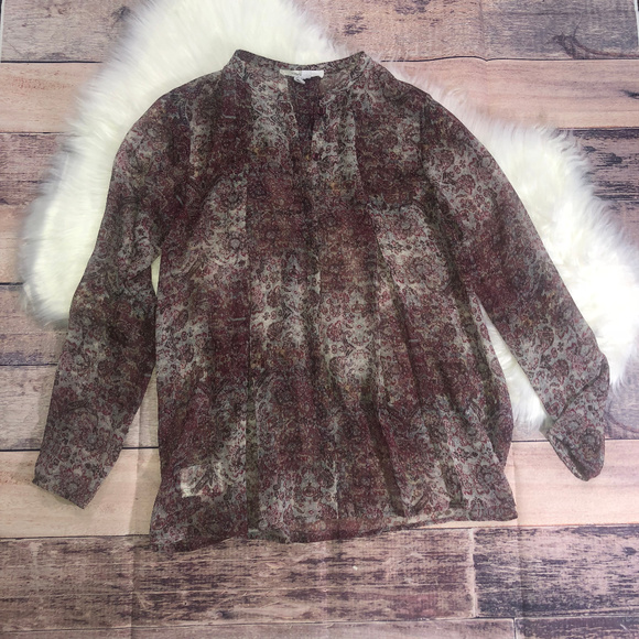 BCBGeneration Mauve Mist Print Button-Up - Small - Picture 1 of 7